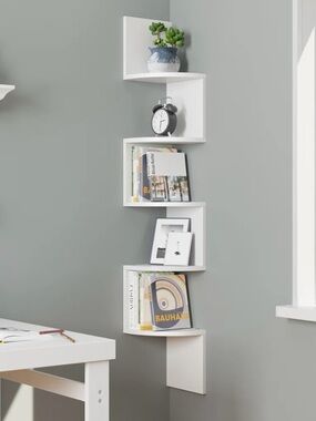 White Corner Zigzag Wall Shelf - Home Wall Decor brand new